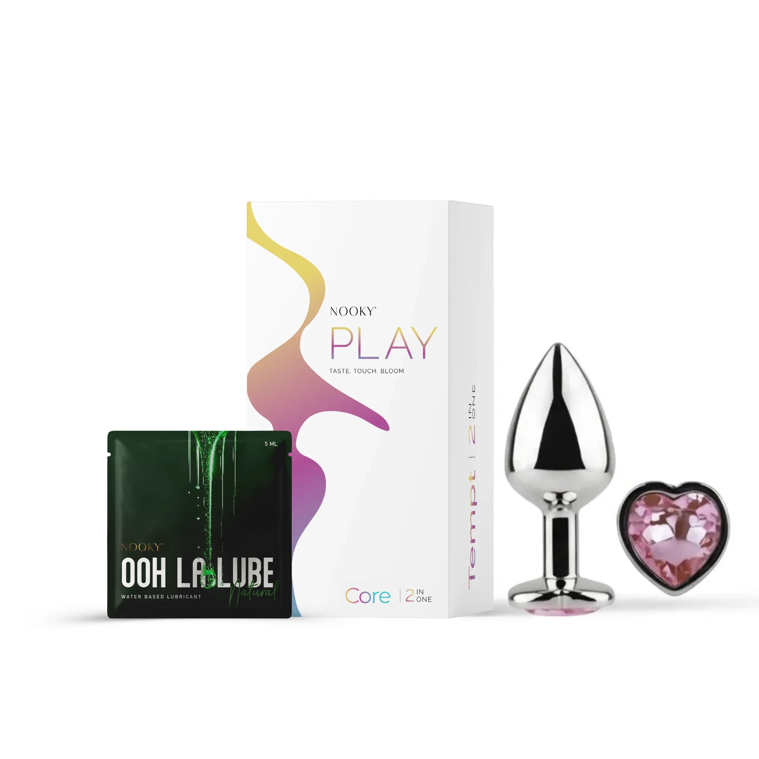 Nooky Core-2-in-1 Kit | Heart Metal Butt Plug & Water based  Natural Lube