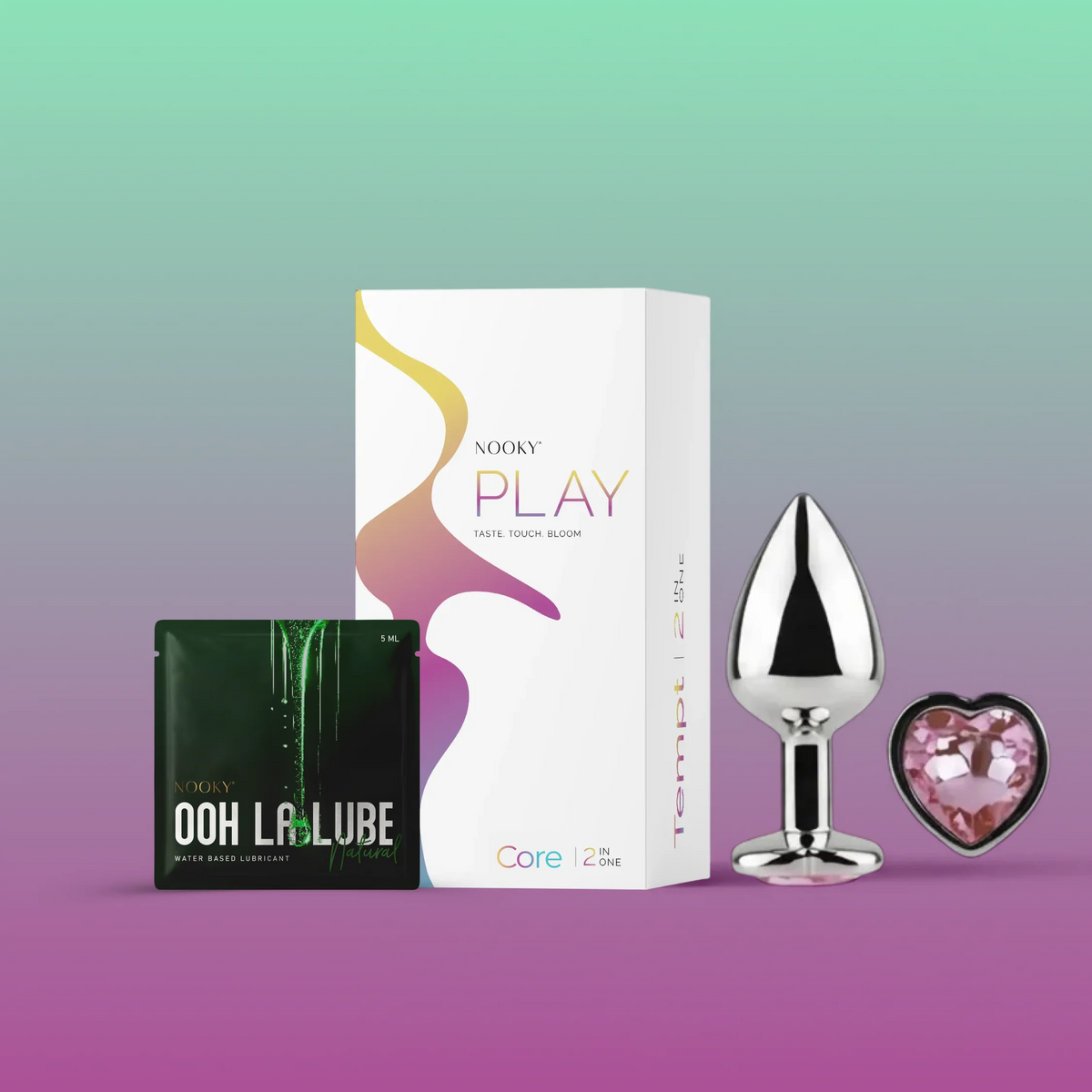Nooky Core-2-in-1 Kit | Heart Metal Butt Plug & Water based  Natural Lube