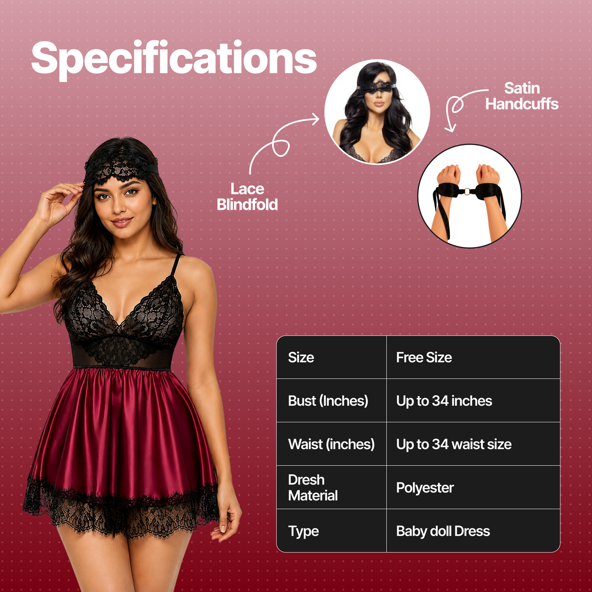 Nooky Babydoll Maroon Tonight | 4-in-1 Date Night Kit