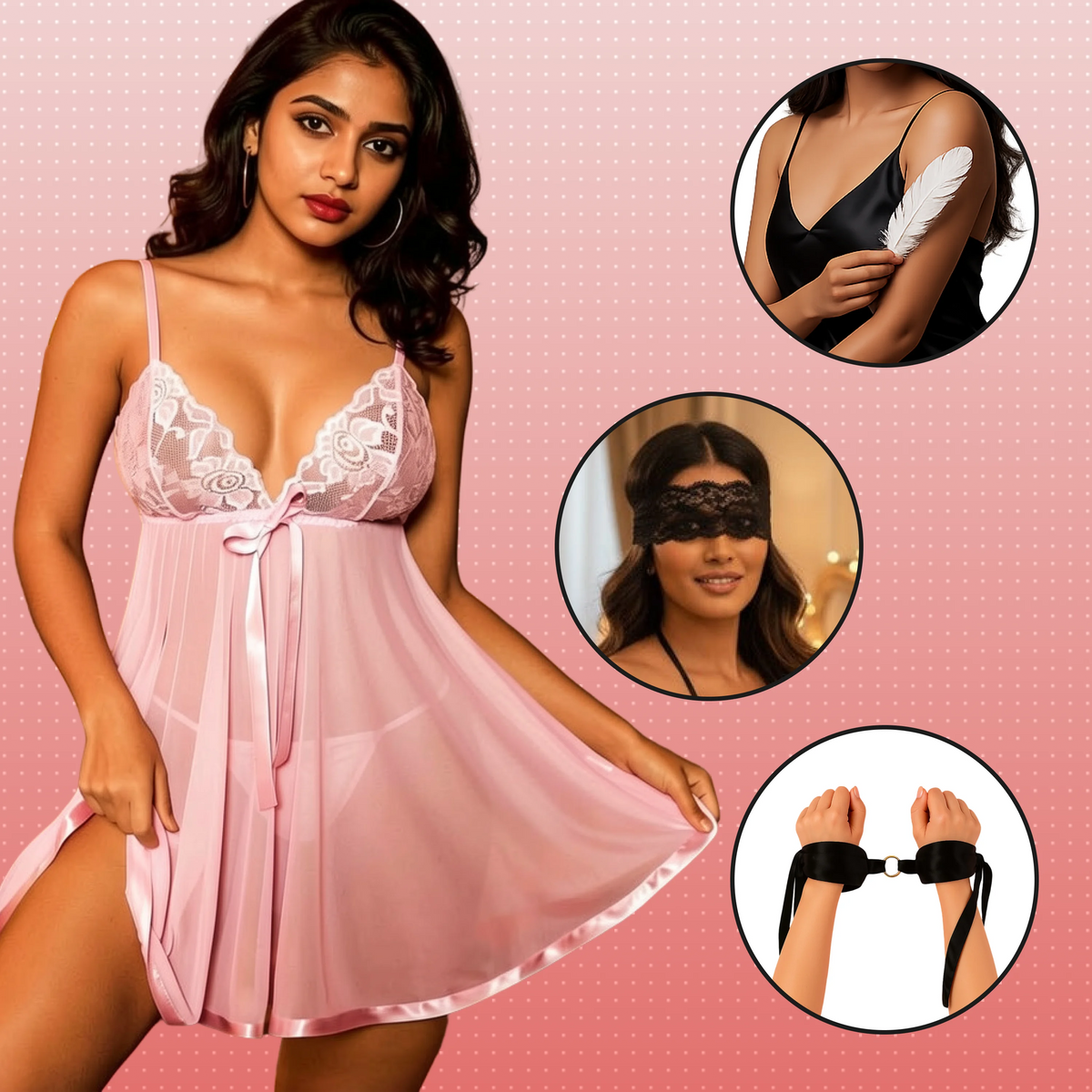 Nooky Babydoll Pink Tonight | 4-in-1 Date Night Gift Kit for Couples